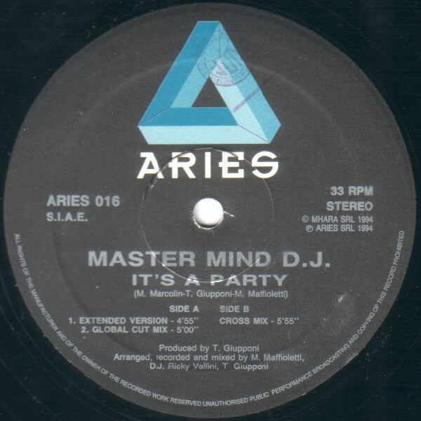 Master Mind D.J. : It's A Party (12")