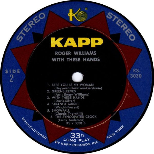 Roger Williams (2) : With These Hands (LP, Album)