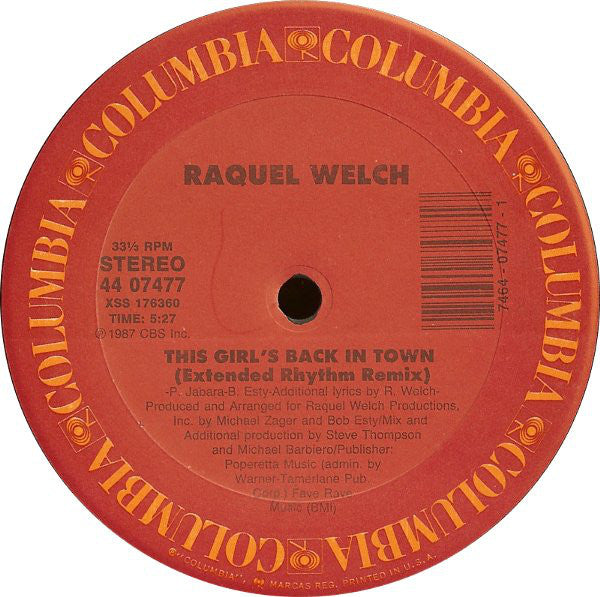 Raquel Welch : This Girl's Back In Town (12", Single)