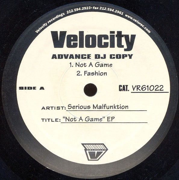 Serious Malfunktion : Not A Game EP (12", EP, TP, Adv)
