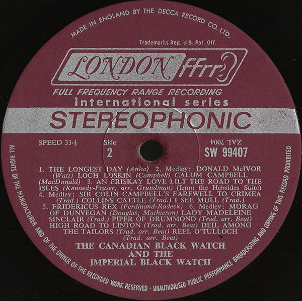 Pipes And Drums Of The 1st Battalion The Black Watch And The Pipes And Drums Of The Black Watch Of Canada R.H.R. Second Battalion : The Black Watch (War Pipe And Plaid) (LP, Album)