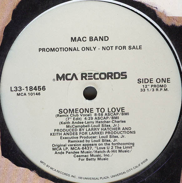 Mac Band Featuring The McCampbell Brothers : Someone To Love (12", Promo)