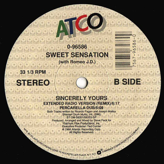 Sweet Sensation With Romeo J.D. : Sincerely Yours (12")