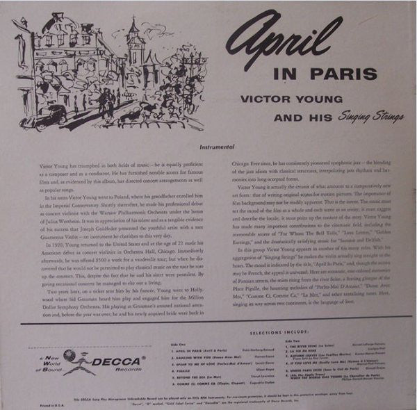 Victor Young And His Singing Strings : April In Paris (LP)