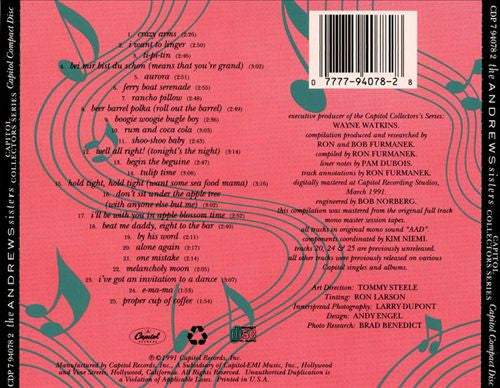 The Andrews Sisters : Capitol Collectors Series (CD, Comp, Mono)