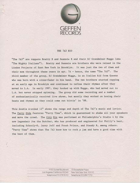 7A3 : Party Time! / Why? (12", Maxi, AR )