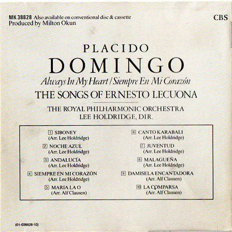 Placido Domingo : Always In My Heart (Siempre En Mi Corazón) - The Songs Of Ernesto Lecuona (CD)