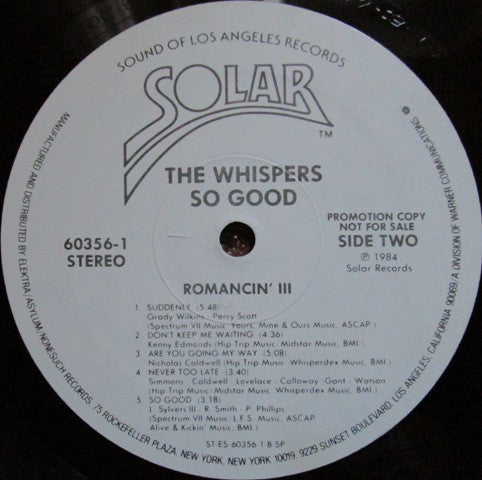 The Whispers : So Good (LP, Album, Promo)