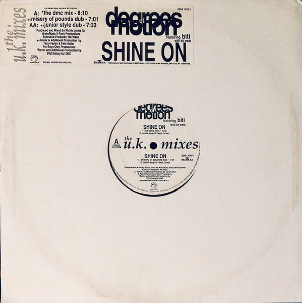 Degrees Of Motion Featuring Biti Strauchn With Kit West : Shine On (The U.K. Mixes) (12", Promo, Whi)