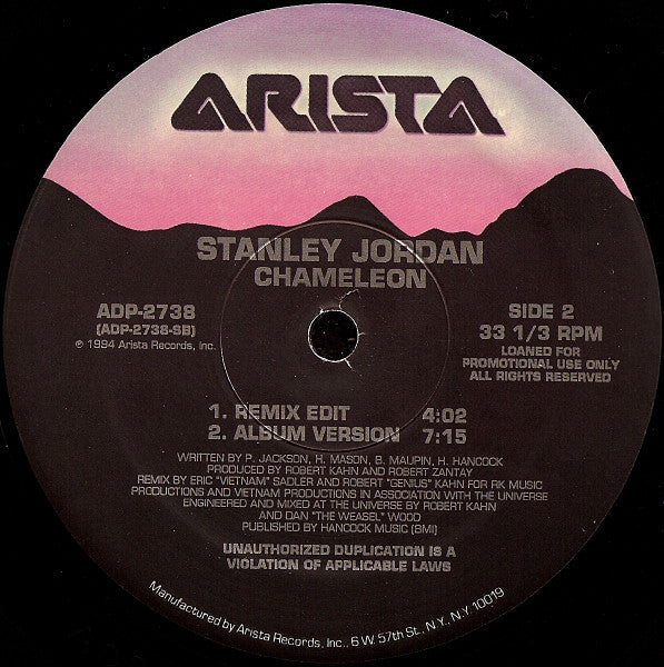 Stanley Jordan : Chameleon (12", Promo)