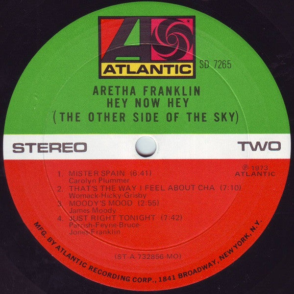 Aretha Franklin : Hey Now Hey (The Other Side Of The Sky) (LP, Album, MO,)