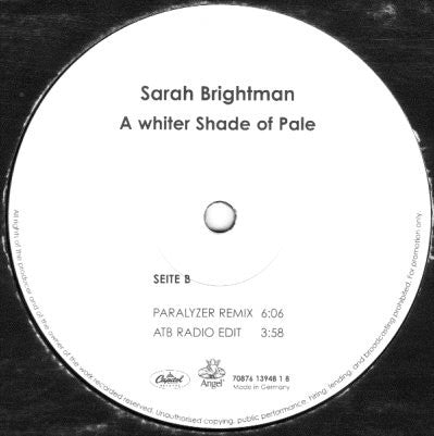 Sarah Brightman : A Whiter Shade Of Pale (12", Promo)