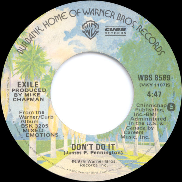 Exile (7) : Kiss You All Over / Don't Do It (7", Win)