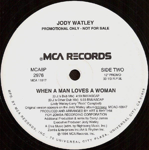 Jody Watley : When A Man Loves A Woman (12", Promo)