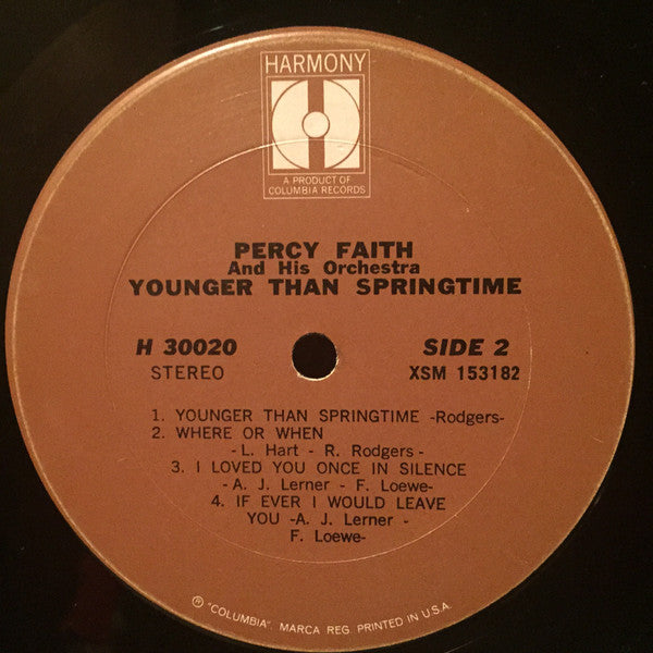 Percy Faith & His Orchestra : Younger Than Springtime (LP, Album)