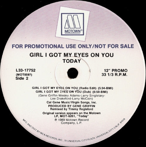 Today : Girl I Got My Eyes On You (12", Promo)