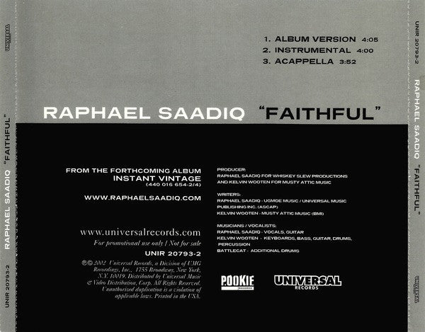 Raphael Saadiq : Faithful (CD, Single, Promo)