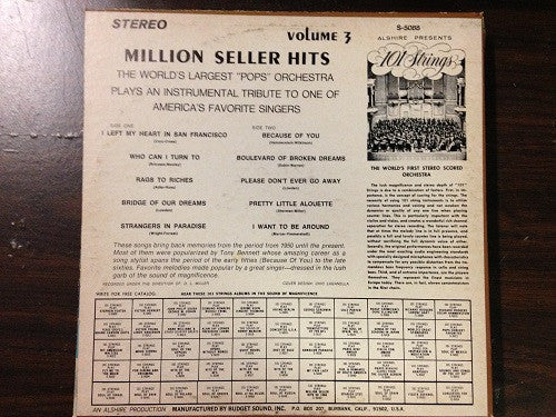 101 Strings : 101 Strings Play Million Seller Hits Volume 3 (LP, Album)