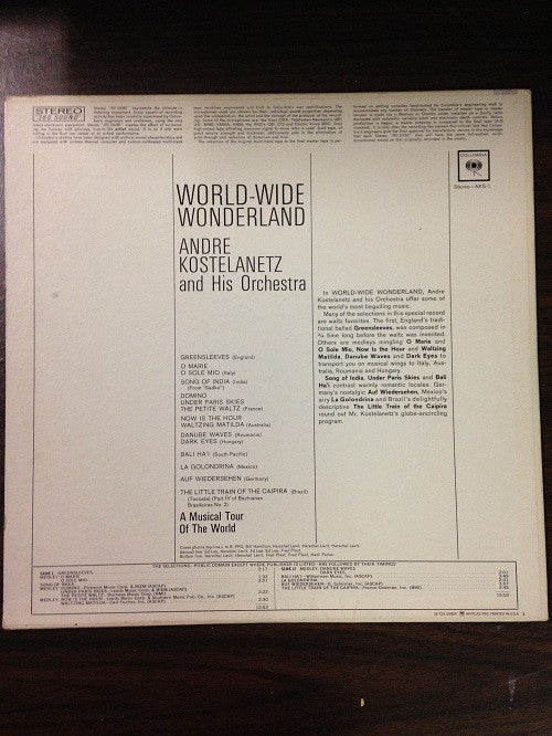 André Kostelanetz And His Orchestra : World-Wide Wonderland (LP, Comp)