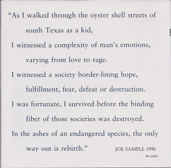 Joe Sample : Ashes To Ashes (CD, Album, Club)