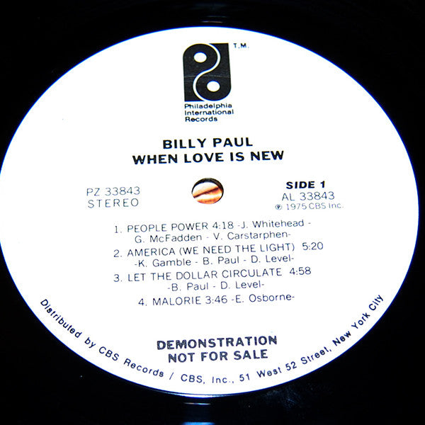 Billy Paul : When Love Is New (LP, Album, Promo)