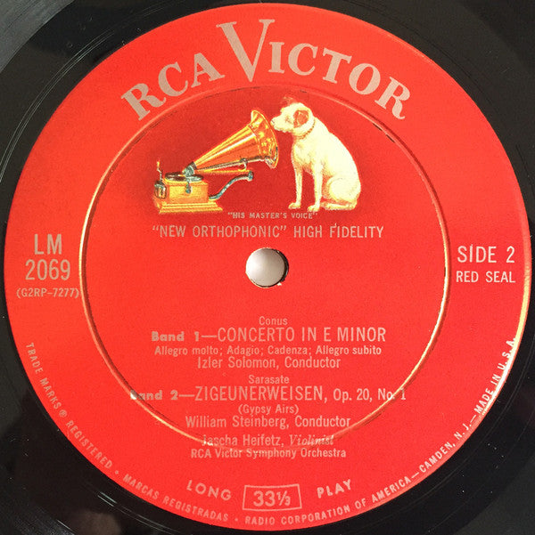 Jascha Heifetz, Ernest Chausson, Camille Saint-Saëns, Julius Conus, Pablo de Sarasate, RCA Victor Symphony Orchestra, William Steinberg, Izler Solomon : Poeme · Zigeunerweisen · Introduction And Rondo Capriccioso · Concerto In E Minor (LP, Mono, RP)