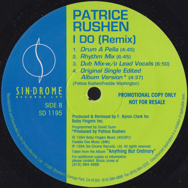 Patrice Rushen : I Do (Remix) (12", Promo)