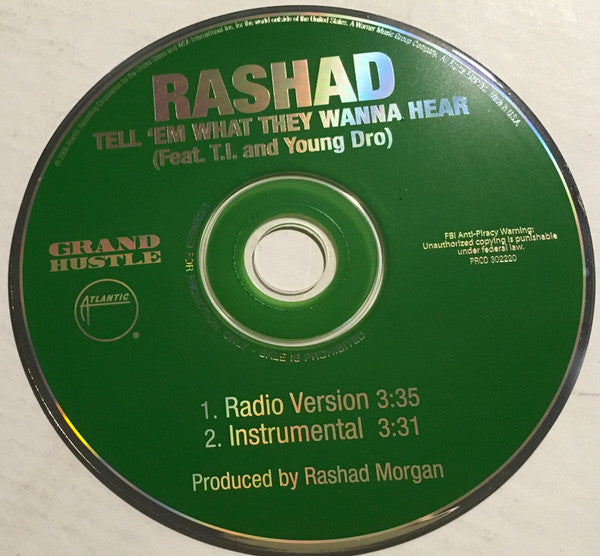 Rashad : Tell 'Em What They Wanna Hear (CD, Single, Promo)