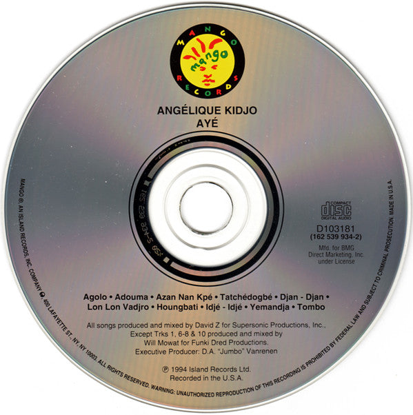 Angélique Kidjo : Ayé (CD, Album, Club)