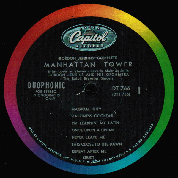 Gordon Jenkins / Elliott Lewis, Beverly Mahr, The Ralph Brewster Singers : Complete Manhattan Tower (LP, Album, RE, Duo)