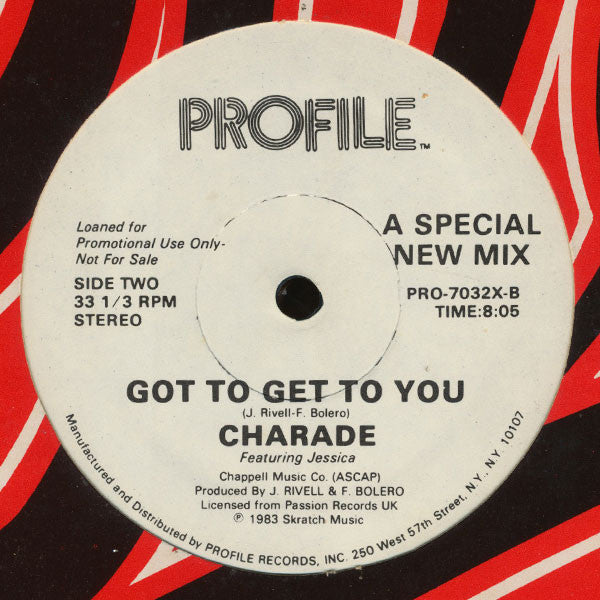 Charade (2) Featuring Jessica (39) : Got To Get To You (12", Promo)