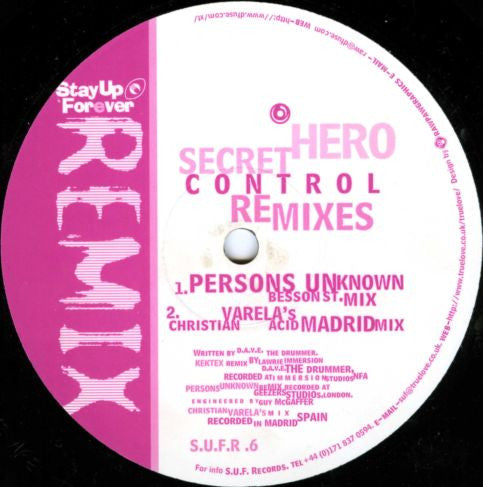 Secret Hero : Control - Remixes (12")