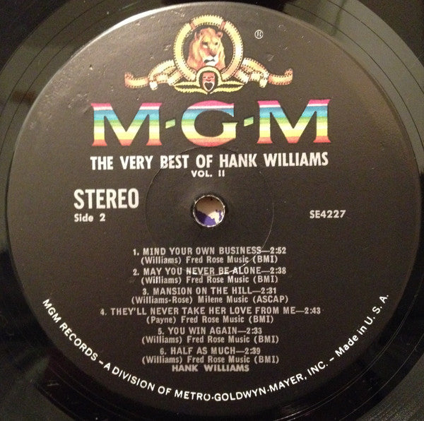 Hank Williams : The Very Best Of Hank Williams Volume 2 (LP, Comp)