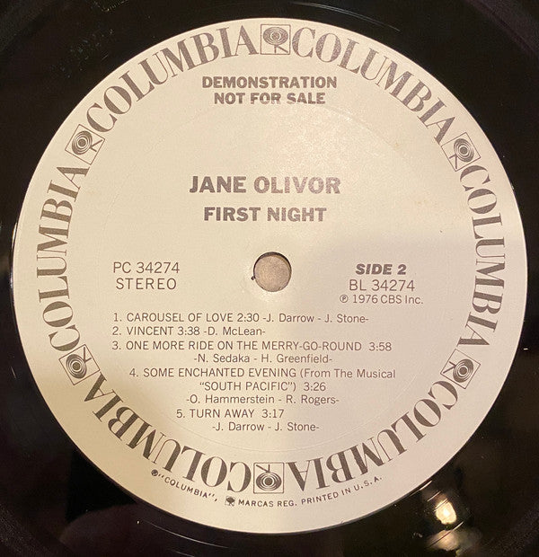 Jane Olivor : First Night (LP, Album, Promo)