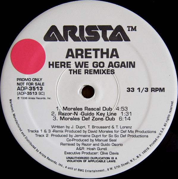 Aretha Franklin : Here We Go Again (The Remixes) (2x12", Promo)