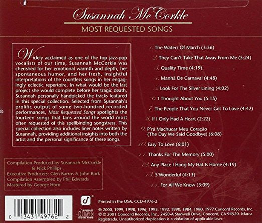 Susannah McCorkle : Most Requested Songs (CD, Comp)