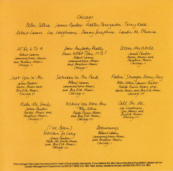 Chicago (2) : Chicago's Greatest Hits (CD, Comp, RE)