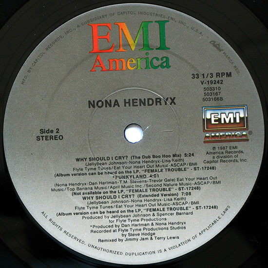 Nona Hendryx : Why Should I Cry? (Boo-Hoo Mix) (12", Single)
