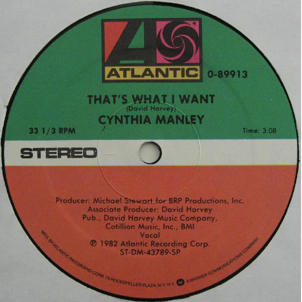 Cynthia Manley : Back In My Arms Again (12")