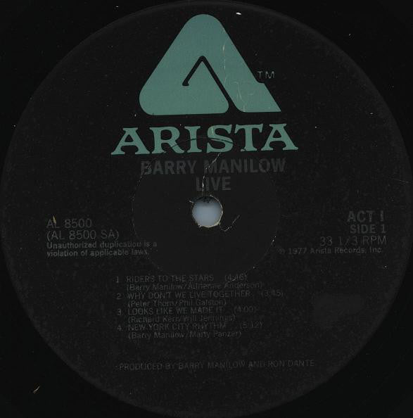 Barry Manilow : Live (2xLP, Album, Gat)