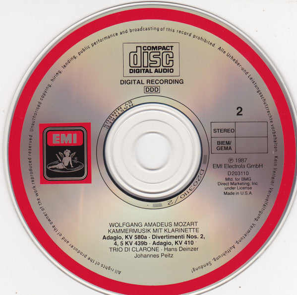 Wolfgang Amadeus Mozart / Sabine Meyer : Chamber Music with Clarinet (3xCD, Comp, Club)