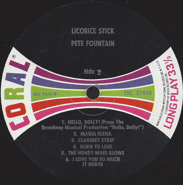 Pete Fountain : Licorice Stick (LP, Album, Mono, Pin)