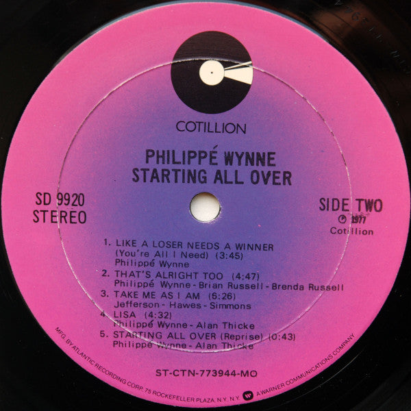 Philippe Wynne : Starting All Over (LP, Album, MO )