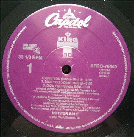 King Tee : Diss You (12", Promo)