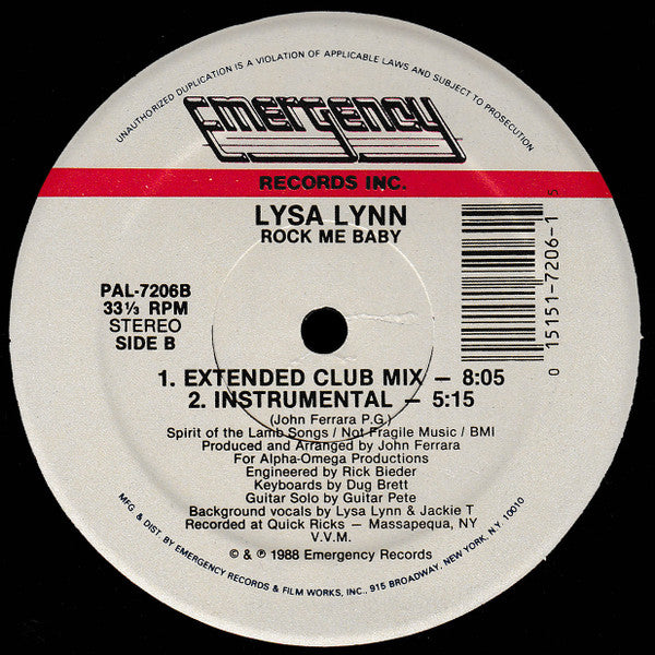 Lysa Lynn : Rock Me Baby (12")