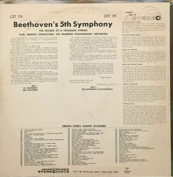 Karl Jergens, Philharmonisches Staatsorchester Hamburg : Beethoven's 5th Symphony (LP)