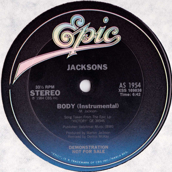 The Jacksons : Body (12", Single, Promo)