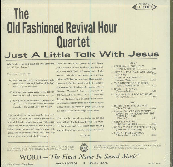 Old Fashioned Revival Hour Quartet : Just A Little Talk With Jesus (LP, Album)