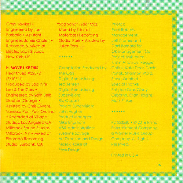 The Cars : Moving In Stereo: The Best Of The Cars (CD, Comp)