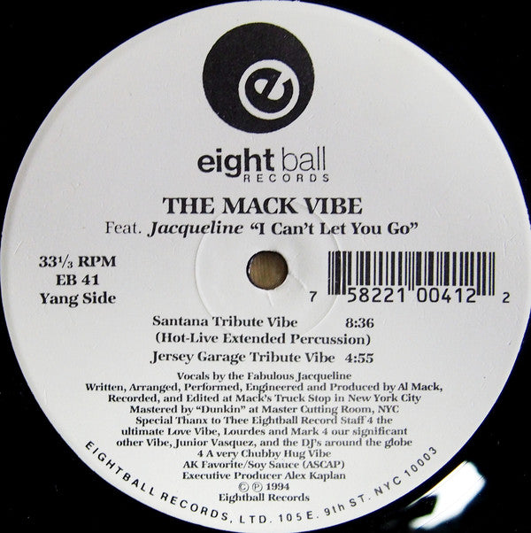 The Mack Vibe Feat. Jacqueline : I Can't Let You Go (12")